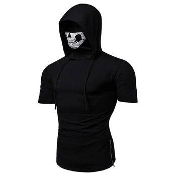 

Hot Men Mask Skull Pullover Short Sleeve Hoodies Sweatshirt Jumper Pullover Tops