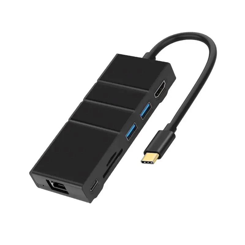 

7 In 1 Type C Hub With Ethernet Port 4K USB C To HDMI 2 USB 3.0 Ports 1 USB 2 Home Office Computer Supplies