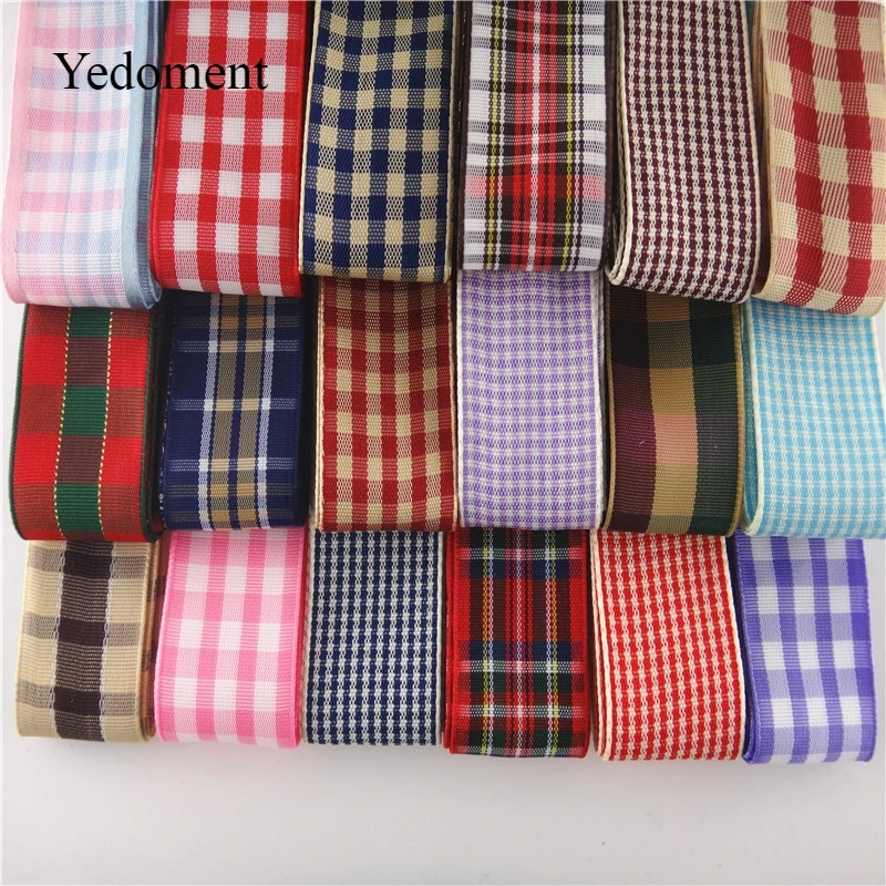 

18112404, 1" 25mm 10 yards grid lattice printed grosgrain ribbons gift packaging DIY handmade materials