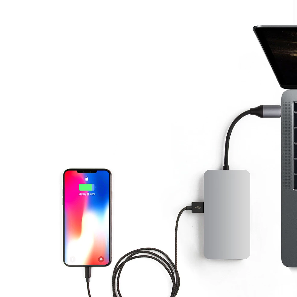 ULT-BEST 8-в-1 3Usb Порты и разъёмы Тип-C концентратор USB док-станция для Поддержка 4K x 2K Hdmi Rj45 Lan порт Gigabit Sd/устройство для считывания с tf-карт Pd зарядки Порты и разъёмы Ad