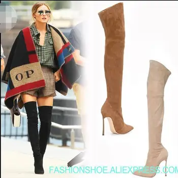 fashion thigh thigh Women Boots Stretch Slim Thigh High Boots Fashion Over the Knee Boots High Heels boots Woman Sapatos