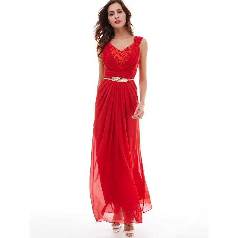 

Dressv v neck prom dress red sleeveless ruched floor length dresses formal evening black lace pleated chiffon a line prom dress