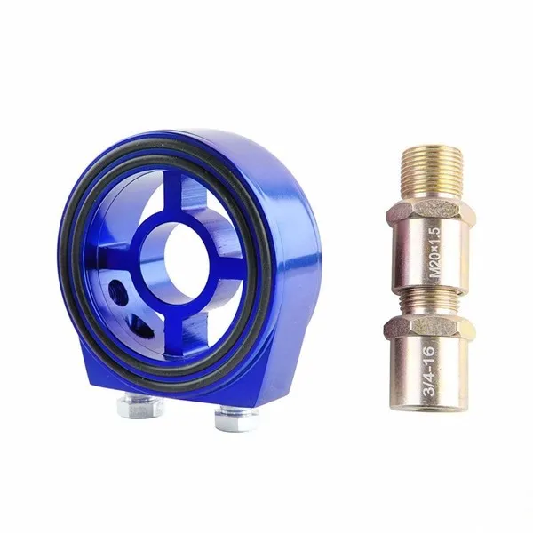 

M20x1.5 3/4-16 Blue Aluminum Car Oil Filter Cooler Sandwich Gauge Plate Adapter Evil Energy Auto Universal Oil Cooler