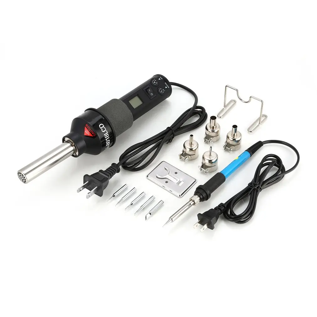

450W GJ8018LCD Electric Hot Air Heat Gun Temperature Fan Adjustable Soldering Iron Rework DIY Tool Nozzle Desoldering Station