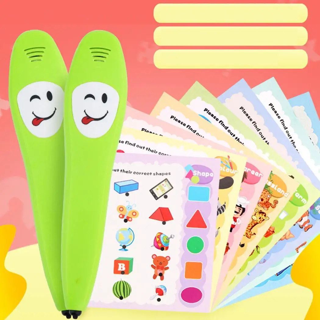 Multi function электронный мультфильм Smart Learning Pen зеленый с повседневное чтение книги
