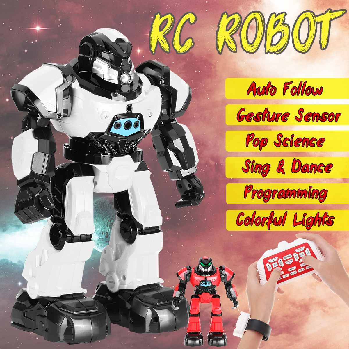

Smart Intelligent Programming Remote Control Radio Controlled Robot USB Charging Singing Dancing Gesture Action Figure RC Toy