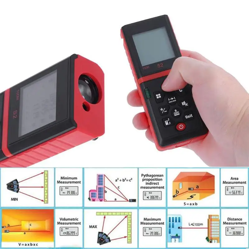 

High Precision 100m Laser Rangefinder Digital Laser Distance Meter battery-powered Laser Range Finder Tape Distance Measurer