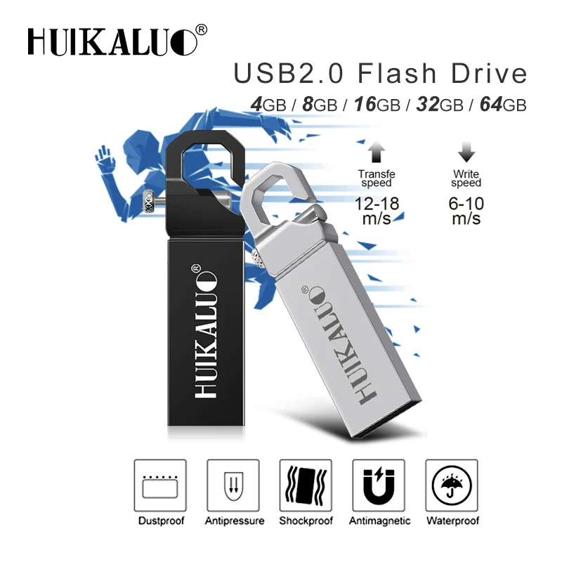 USB флеш накопитель металлический 64 ГБ 32 16 8 4 Гб диск водонепроницаемая Флэшка usb с