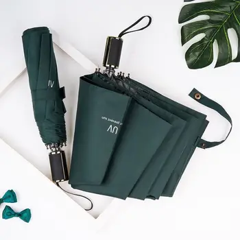 

Black Glue Small Fresh Pure Color Sunscreen Sunshade Black Glue Fold Three Folding Umbrella Reinforce All-weather Umbrella