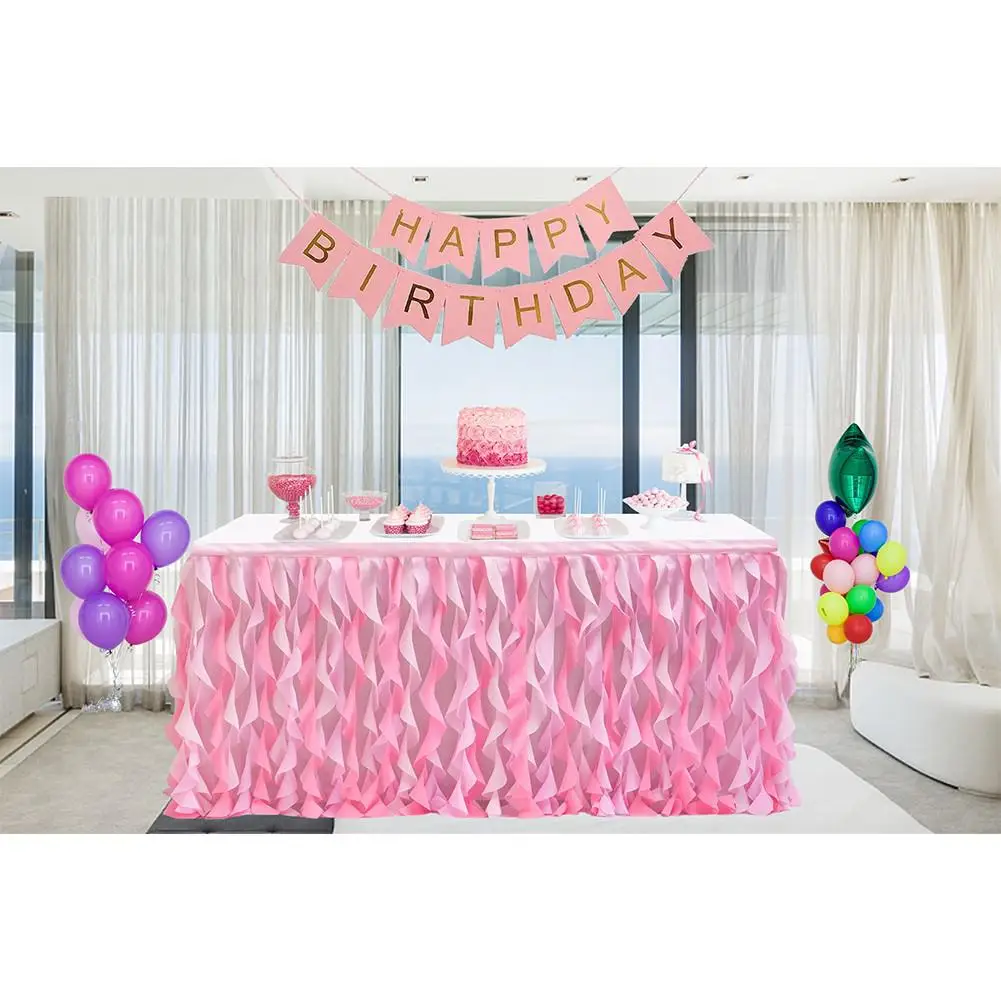 

Adeeing Colour Mixture Rag Table Skirt for Party Decoration