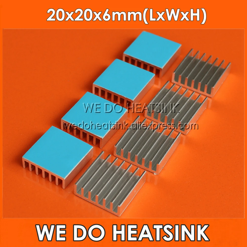 WE DO HEATSINK 100pcs 20*20*6mm Aluminum Cooling Cooler Heatsinks With