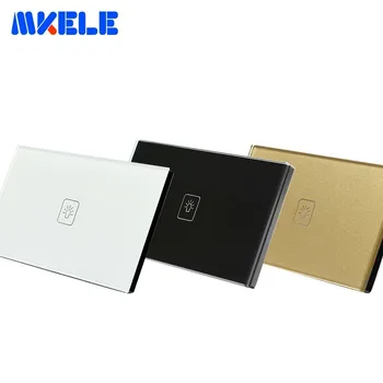 

Touch Wall Switches 1 Gang 2 Way Black Gold White Crystal Glass Panel US Standard Light Switch Wall Socket For Lamp