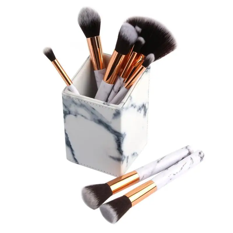 

10Pcs/Set Marbling Makeup Brushes Kit Marble Pattern PU Brush Bag Powder Contour Eye Shadow Lip Beauty Cosmetic Tools