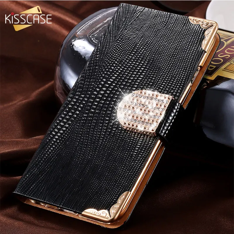 KISSCASE мобильный телефон для iPhone 5 5S SE 6 6s 7 8 Plus кожаный Блестящий Алмазный Роскошный