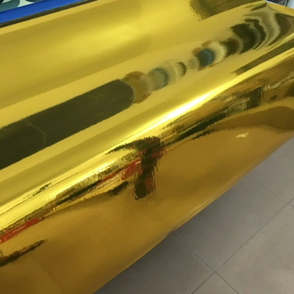  50cmx500cm High Stretched Gold Chrome Mirror Film Car Decoration DIY Wrapping Sheet Auto Stickers D