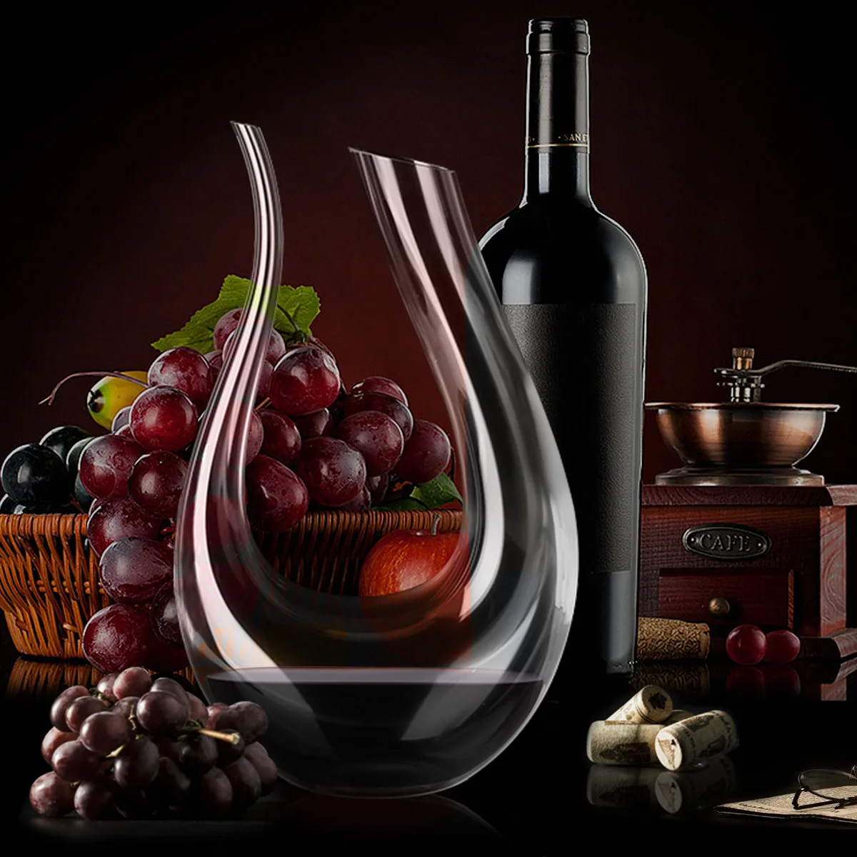 Günstige YKPuii 1500 ML Große Decanter Handgemachte Kristall Rotwein Brandy Champagner Gläser Decanter Flasche Krug Ausgießer Belüfter Für Familie Bar