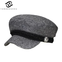 Модные хлопковые темно-синие шляпы, роскошные Брендовые повседневные плоские топы, Повседневная шапка, сезон осень-зима, Женский винтажный козырек, унисекс, шляпы в стиле милитари
