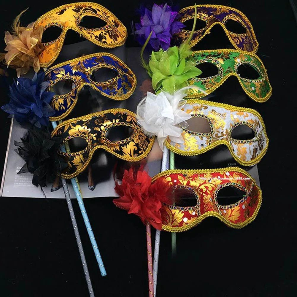 1pcs Masks Masquerade Eye Mask On Stick Mardi Halloween For