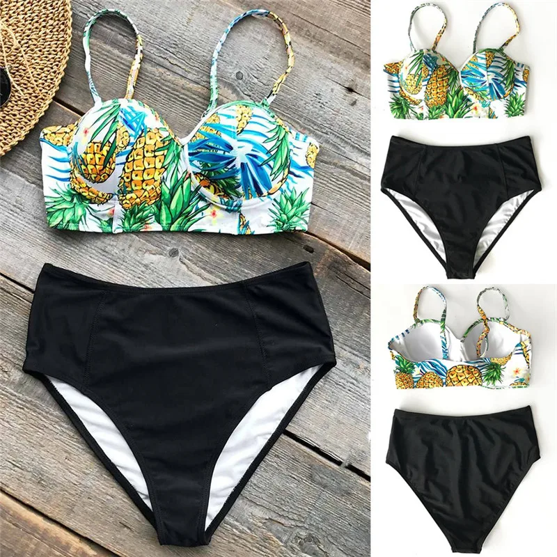 

Meihuida Swimwear Women 2019 Bikini Push-up Padded Bra High waist Swimsuit Women Tankini Swimwear Triangle Bathing Suit Women