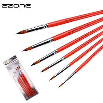 

EZONE 6PCS Paint Brush Round Head Watercolor Oil Painting Brush Hand Painted Thin Hook Line Pen Gouache Propylene Drawing Pens