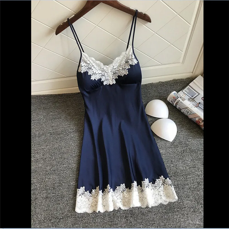 

Sexy Women Evening Sleepwear Lace Camis Silk Robe Dress Nightdress Nightgown Sleepwear Nightdress Female V Neck Elegant Dresses