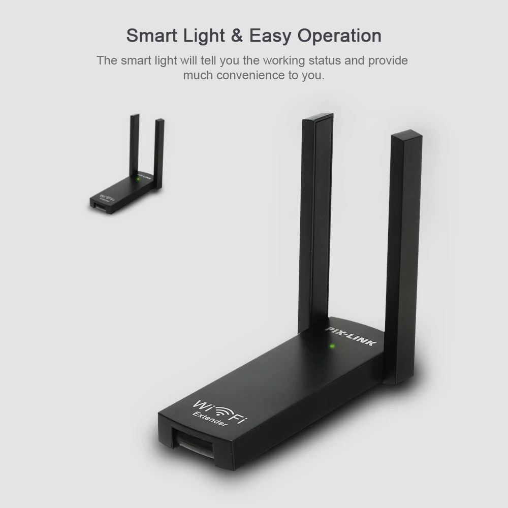 Беспроводной Wi Fi ретранслятор PIX LINK двойной антенный усилитель сигнала 300 Мбит/с