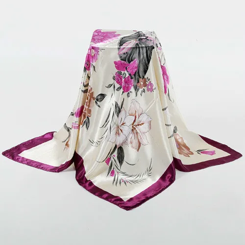 New Design Woman Silk Scarf 90*90cm Square Satin Scarves For Women Head Scarf For Hair Silk Hair Scarf For Sleeping