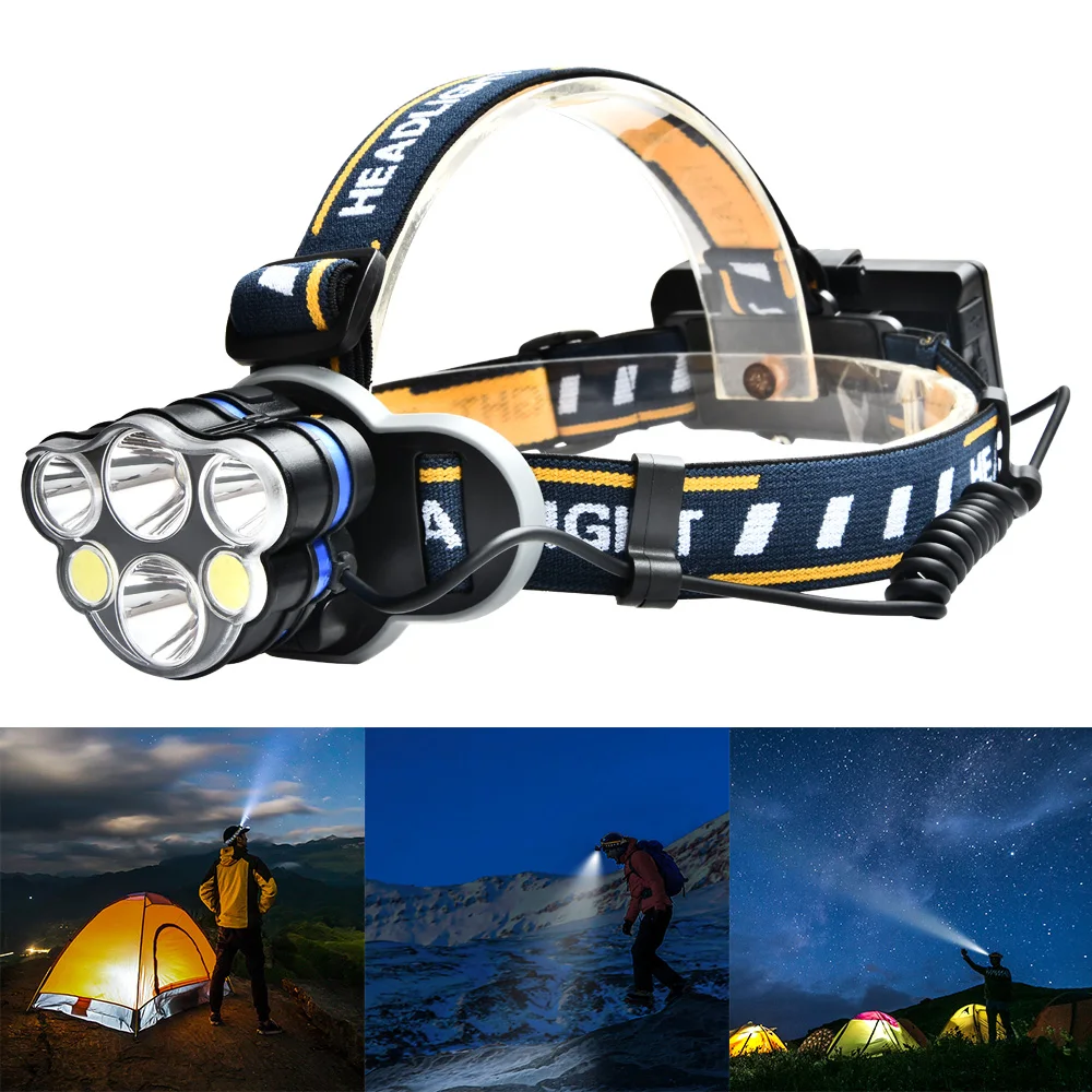 40W LED Headlamp USB Rechargeable Headlight Lamp 6LED Waterproof Head Torch Flashlight Camping Hiking Night Fishing Light | Лампы и