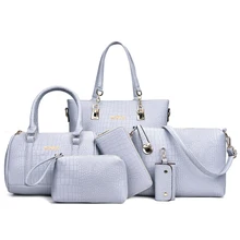 6pcs Women Handbag Set 2019 Brand Fashion Shoulder Crossbody Bags Messenger Tote Ladies Bags Black Clutch Purse Bolsa Feminina lacquer geometric women handbag baobao pu leather shoulder crossbody chain bags messenger bag clutch ladies purse bolsa feminina