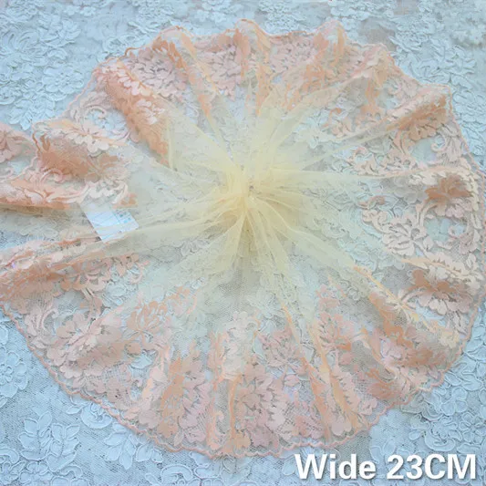 

23CM Wide Luxury Embroidered Ribbon Flowers Mesh Lace Fabric Applique Trim DIY Sarees Wedding Dress Curtains Sewing Accessories