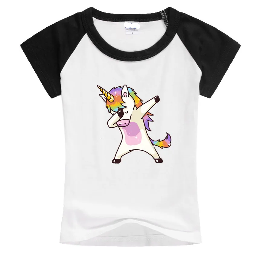 

Dabbing Unicorn Cartoon Funny Boys T shirt Kids Short Sleeve Pure Cotton Unicorno Print T-shirt Baby Girls Summer Unicorn Tshirt