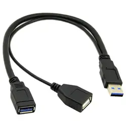 USB 3,0 Женский двойной USB Мужской Дополнительный Мощность данных Y удлинитель для 2,5 дюймов мобильный жесткий диск