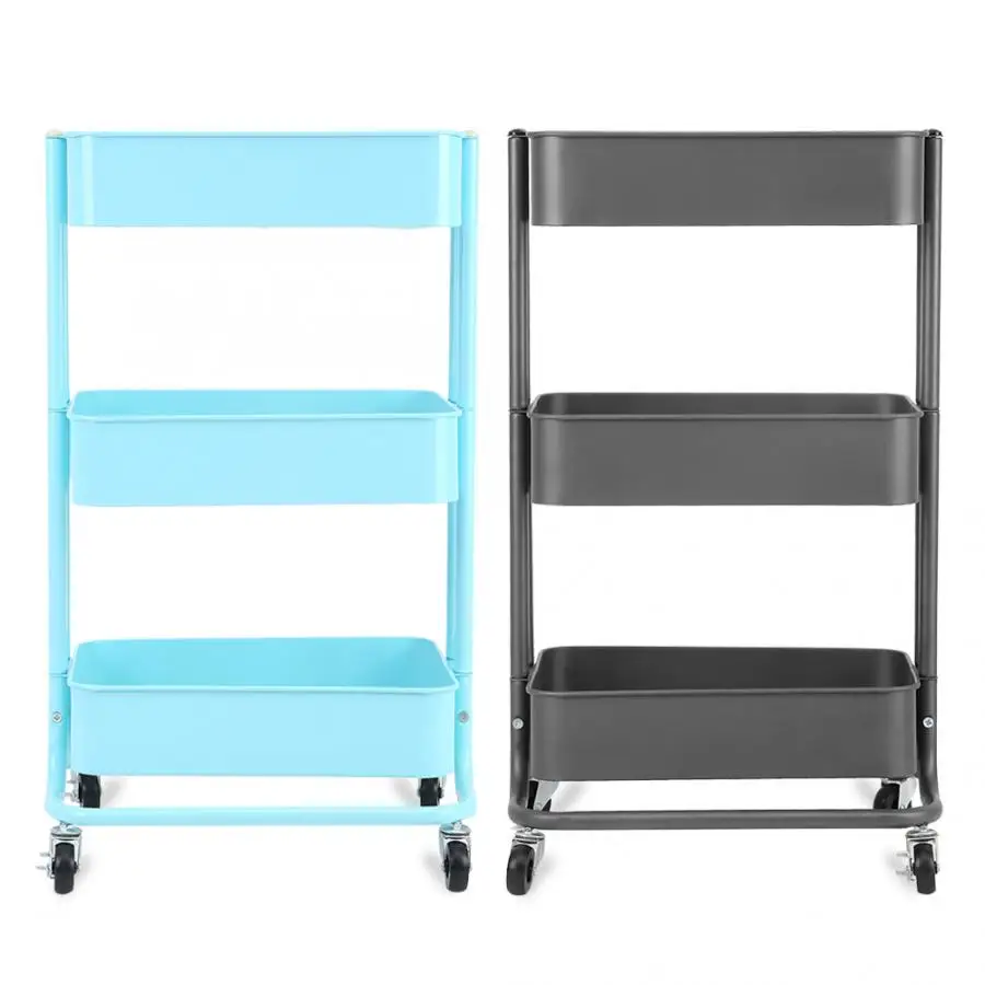 

3 Tiers Storage Rack Trolley Cart Slim Rolling Trolley With Wheels Storage Rack