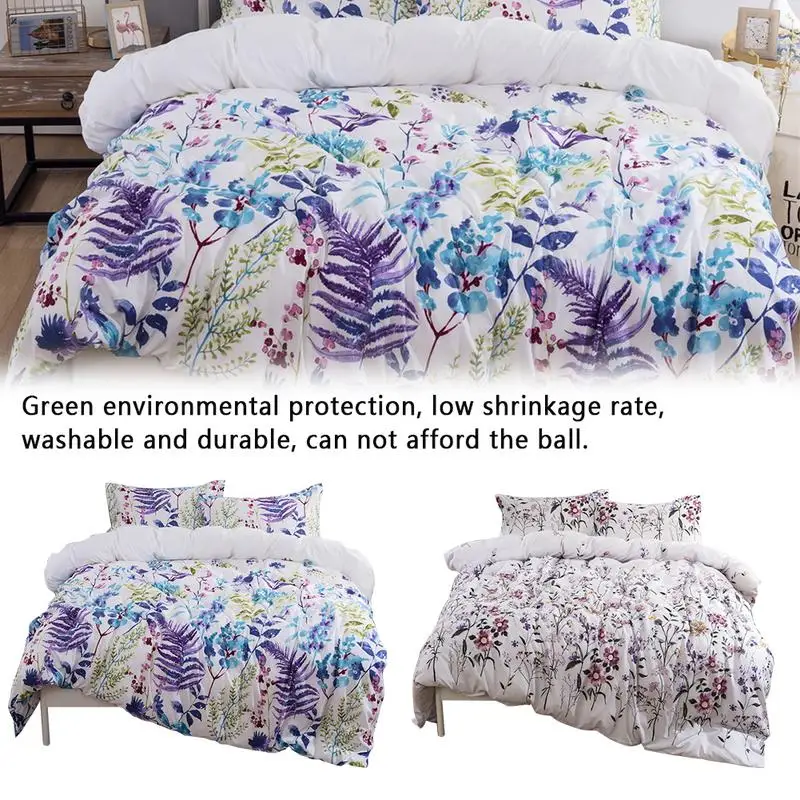 

Three-Piece Flower Bedding Set 3D Printed Floral Comfortable Breathable Quilt Cover
