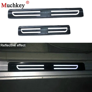 

4D Carbon Fiber Reflective Car Door Sill For Lada Granta Vaz Kalina 2 Priora Niva Samara Vesta Largus XRAY Priora Auto Part 4Pcs