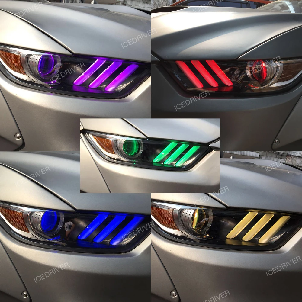 Icedriver для Ford Mustang DRL RGB многоцветный светодиодный фонарь- дневные ходовые огни красный синий Демон освещение для глаз лампы