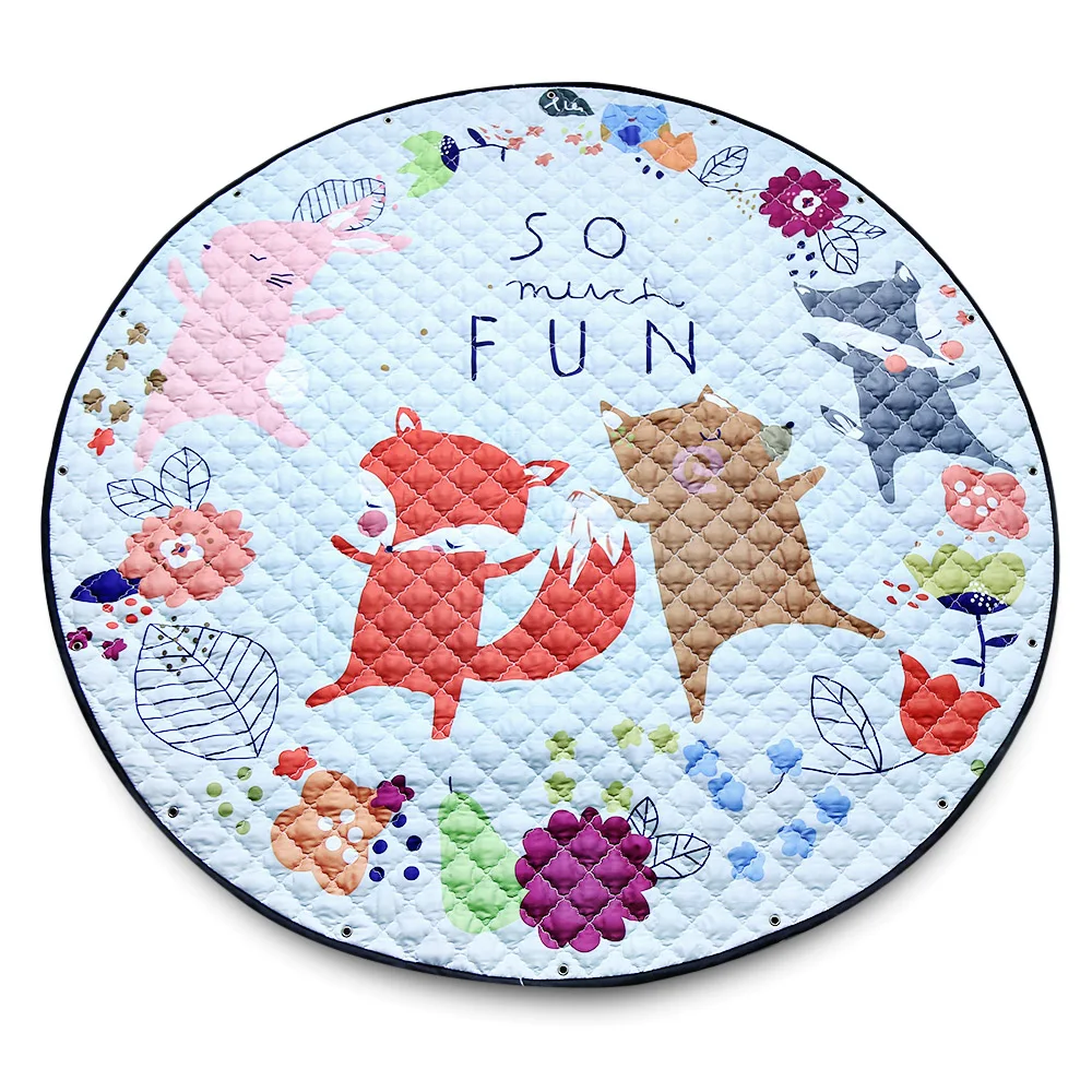 Round Cartoon Baby Crawling Carpet Kids Playing Mat Children Paradise Portable Soft Play Mats DIY Toy Storage Bag | Игрушки и хобби