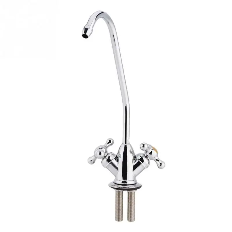 

360 Degree Rotation Goose Neck Faucet 1/4'' Zinc Alloy Double Head Faucet Tap Chrome Reverse Osmosis RO Drinking Water Filter