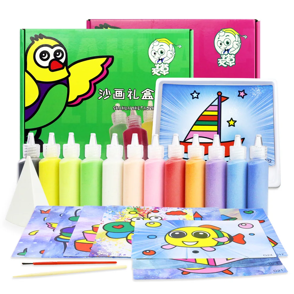 

Hot new children's sand painting set DIY handmade educational toys creative sand Puzzle painting gift prizes Free shipping