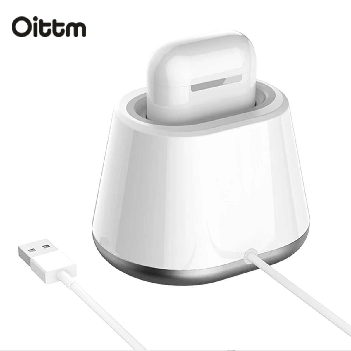 

Oittm Portable 5V 2.4A Output USB Charger Dock Station Fast Charger for AirPods Charging Case Built-in Connector