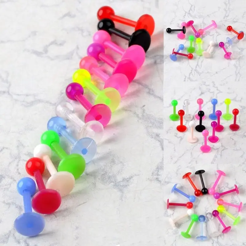 

5PCS Body Piercing Jewelry Lip Bar Rings Ball Spike Eyebrow Barbell Belly Tongue Piercing Tongue Rings Body Jewelry