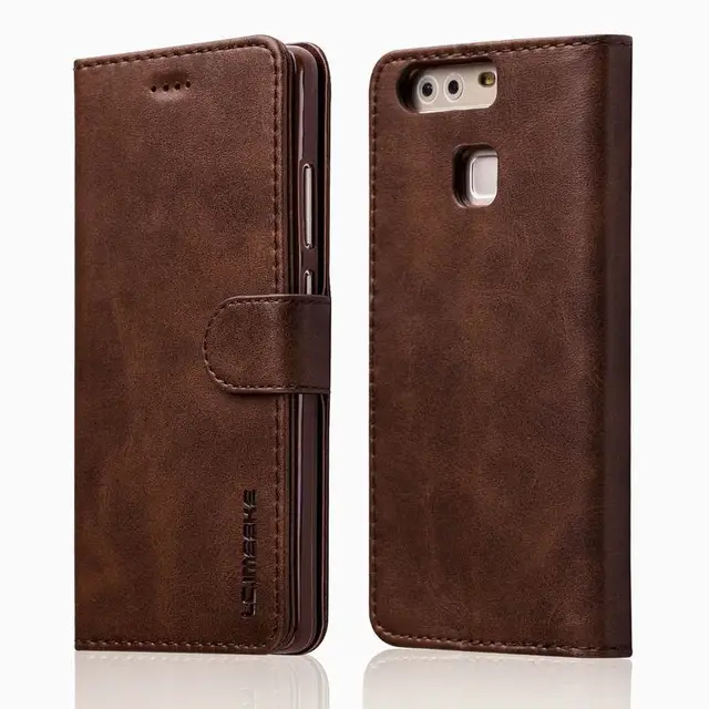 Cheap Leather Case For Huawei P9 Wallet Case Men Luxury Flip Phone Cases For Huawei P9 Lite P9 Plus Cover Leather Card Slot Stand Etui