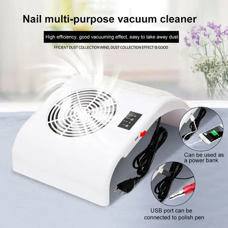 

Strong Power Nail Dust Collector Manicure Fan Art Salon Suction Dust Collector Machine Vacuum Cleaner Fan With USB Charging Port