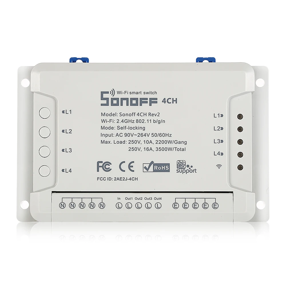 SONOFF 4CH Rev2 4 канала Беспроводной Wi Fi Smart Switch работать с Amazon Alexa и Google помощник
