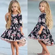 Детское платье с цветочным узором для девочек в американском стиле; кружевные вечерние платья принцессы с цветочным рисунком; От 1 до 6 лет