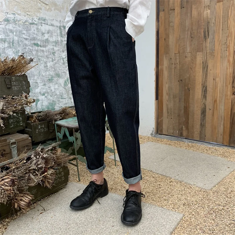 Harén Moda Denim Doble Verano La Oscuro Mujeres Q170 Navy Cintura Elástico Las Primavera Alta Floja Marea Blue 2019 De Azul Nueva Pantalones UwOxv