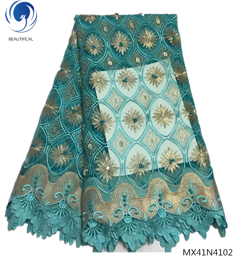 

Beautifical lace fabric wholesale lace fabric china nigerian lace fabric 2018 high quality beaded designs for big party MX41N41