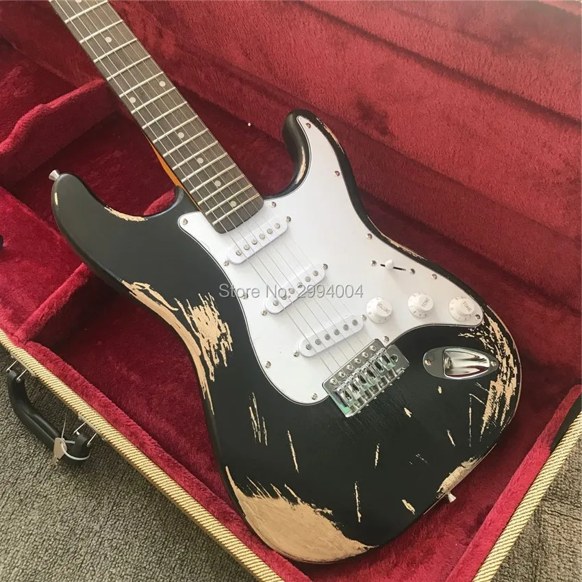 

Stock inventory, antique imitation of the old electric guitar, black, do old ST guitar, free shipping, real photos
