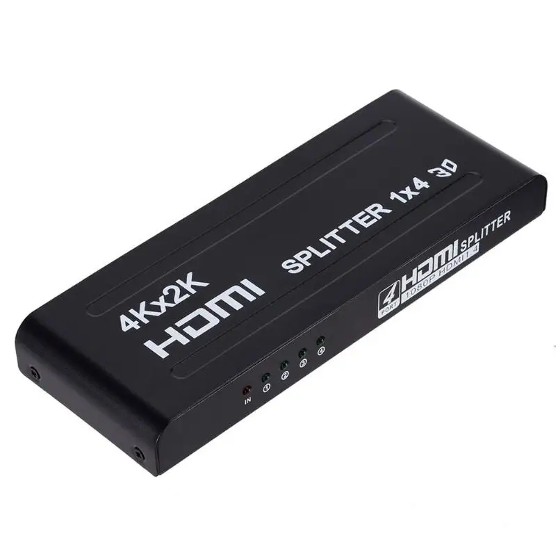 ALLOYSEED HDMI Splitter 1X4 1 в 4 из 4 Порты и разъёмы 1080 P 3D 4 К X 2 К Дубликатор усилитель Switcher Мощность адаптер для PS3 PC ТВ DVD-BOX