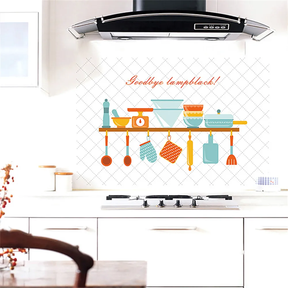 60*90cm Kitchen Wall stickers Oilproof Removable Waterproof Tiled Wall Decals Aluminum Foil Adesivo De Parede Home Decoration